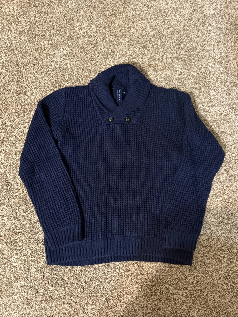 Janie and Jack Boys Navy Shawl Collar Knit Sweater